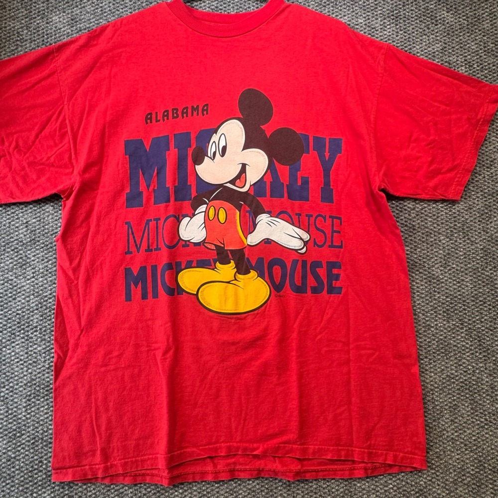 Vintage Mickey Unlimited Disney Alabama T Shirt Red XL Graphic‎ Tee Short Sleeve